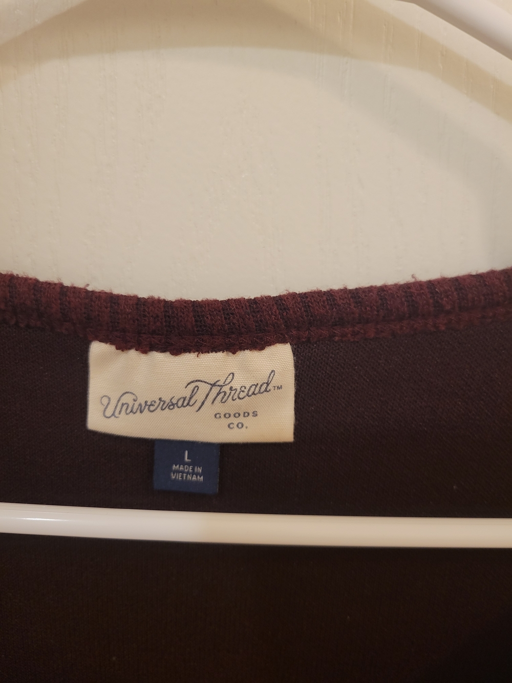 Universal Thread Ribbed Short Sleeve Crop Top - Wine - Picture 2 of 2